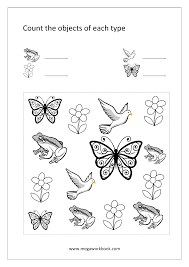 free printable number counting worksheets count and match count and write count and color the objects math worksheets for preschool and kindergarten megaworkbook