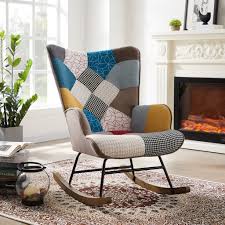 Tribesigns Living Room Rocking Chair Modern Colourful Glider Rocker Chair Nursery Armchair Accent Chair Rocker Chair Nursery Rocking Chair Glider Rocker Chair