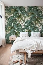 Monstera Leaf Wallpaper Removable Wallpaper Temporary Etsy Jungle Wall Decor Boho Bedroom Decor Tropical Bedrooms