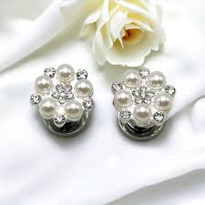 Pearl Rhinestone Crystal Flower Ear Plugs Earrings for Brides 16g 14g 12g  10g 8g 6g 4g 2g 1g 0g 00g 000g 11mm 7/16” Hider Wedding Gauges