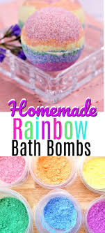This Fun Diy Homemade Rainbow Bath Bomb Recipe Is Easy To Make And A Fun Activity To Do With Kid Rainbow Bath Bomb Homemade Bath Bombs Recipe Bath Bomb Recipes