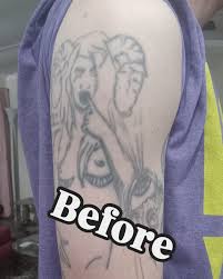 Great first session in this #coveruptattoo I love. Doing color changing  geometric patterns! We will have another session to finish!