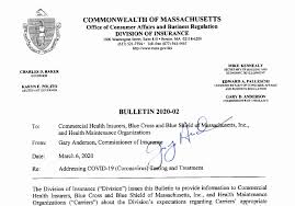 This article is more than 1 year old. The Massachusetts Commissioner Of Insurance Advises Health Insurers On Coronavirus Testing And Treatment Agency Checklists