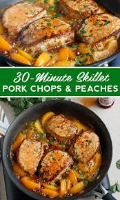 Skillet Pork Chops Peaches Recipe Pork Dinner Easy Weeknight Meals Pork Recipes
