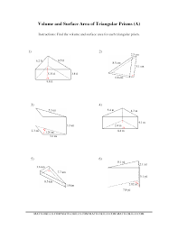 Volume And Surface Area Of Triangular Prisms A Area Worksheets Volume Worksheets Triangular Prism