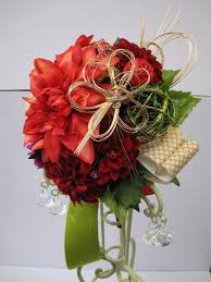 水引てまりブーケ ダリアver 松山市 プリザーブドフラワー 花乃真央 愛媛県松山市 正月 花 アレンジ ブーケ お正月 飾り