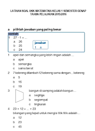 Soal matematika tk b semester 2 standard anak tk mas stein soal uts ktsp matematika kelas 3 sd semester 2pdf. Soal Ukk Plbj Kelas 1