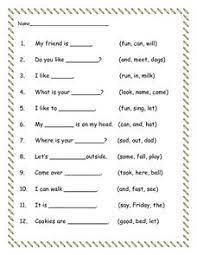 Completing Sentences Fill In The Blank Worksheet For 1st 2nd Grade Lesson Planet
