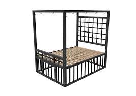 Four poster BDSM bondage bed with cage - Steel Submission