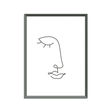 Visage Abstrait Dessin Au Trait Art Mural Prntable Art Minimaliste œil Ferme Noir Et Blanc Prints Art Mural