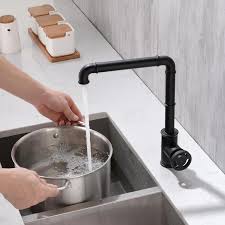 The industrial look has become very popular with kitchens and bathroom designs. Industrial Style Black Kitchen Faucet Single Handle Sink Tap Kitchen Faucet Black Kitchen Faucets Sink Taps