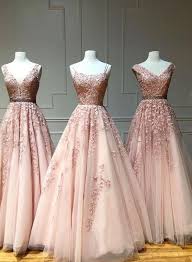 Dusty Pink Prom Dresses Long Lace Applique Elegant A Line Mismatched Beaded Prom Gowns Vestido De In 2020 Prom Dresses Long Lace Cute Prom Dresses Pretty Prom Dresses