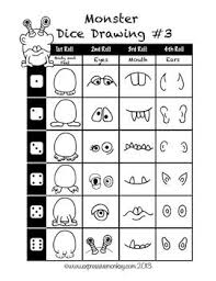 Monster Roll And Draw Sheets Monster Drawing Art Lessons Art Activities