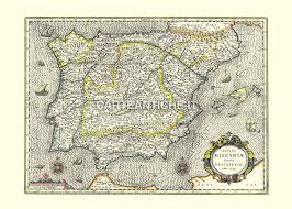 In questa cartina ho voluto indicare i seguenti elementi. Spagna Carta Geografica Antica Del 1633