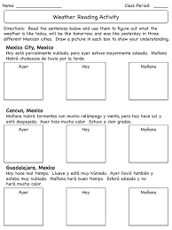 Picture Spanish Weather Teaching Weather Weather Worksheets