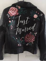 Hand Painted Leather Jacket Design For Wedding Bridal Bride Painted Leather Jacket Hand Painted Leather Jacket Leather Jacket Wedding