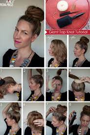 Tie all your hair into a low ponytail. How To Style A Giant Top Knot When You Don T Have A Lot Of Hair Hair Romance