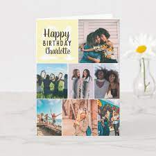 cool modern yellow photos collage grid 21 birthday card zazzle com 21st birthday cards photo collage birthday cards