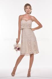 p196011k knee length sweetheart strapless lace bridesmaid dress