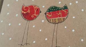 Handmade Christmas Card Kraft Snow Birds Robins Hand Drawn Merry Christmas Red Green White Holidays Gifting Gift Christmas Cards Handmade Diy Christmas Cards Homemade Christmas Cards