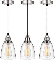 If you want to add a unique touch to your kitchen add pendant lights in unique shapes that captivate the room as soon as you walk in it. Industrial Mini Pendant Lighting Clear Glass Shade Hanging Light Fixture Brushed Nickel Adjustable Vintage Edison Farmhouse Lamp For Kitchen Island Restaurants Hotels And Shops 3 Pack Amazon Com