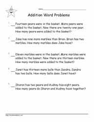 Grade 1 math word problems. Grade 1 Word Problems Worksheets