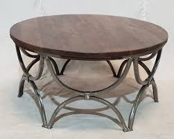 Made from engineered wood, the circular tabletop has a slight lip that will keep things from rolling off. Solid Wood Round Coffee Table With Industrial Metal Legs 90x90x46cm