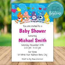 As simple as 1,2,3, search and browse thousands baby shower invitation, download and edit for free. Printable Care Bears Baby Shower Invitations Instant Download Bobotemp