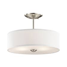 Kichler Lighting Shailene 14 In W Brushed Nickel Fabric Semi Flush Mount Light 108 A Flush Mount Ceiling Lights Semi Flush Mount Lighting Lowes Light Fixtures
