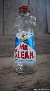 Vintage 1960s Mr Clean Free Sample Glass Bottle Early Proctor And Gamble Advertising Glass Bottles Vintage Packaging Cleaning