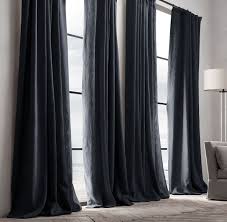 Belgian Textured Linen Drapery French Pleat Drapery Black Curtains Linen Drapery