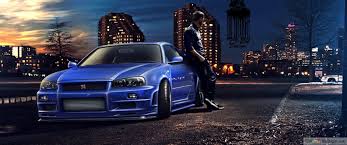 Nissan skyline gt-r r34 paul walker 4K wallpaper download