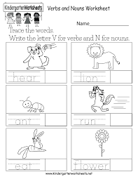 verbs and nouns worksheet free kindergarten english worksheet for kids