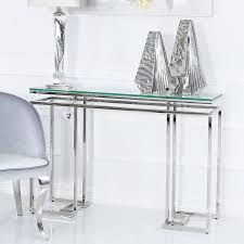 Ashton Glass And Stainless Steel Console Table Hallway Table Picture Perfect Home In 2020 Console Table Hallway Hallway Table Glass Console Table
