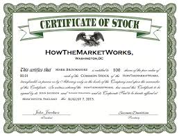 A share certificate is a document which a company issues when a person (or another shareholding entity) acquires shares in the company. Intro To Stocks Howthemarketworks