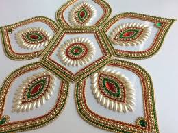 Traditional Bridal Colors Five Petals Matka Shapes By Kalakruti Bead Embroidery Patterns Acrylic Rangoli Diwali Craft
