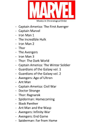 Marvel Movies In Chronological Order Up To 2019 Bucket List Your Welcome Bucket Chronologica Marvel Movies Marvel Movies In Order Avengers Movies In Order