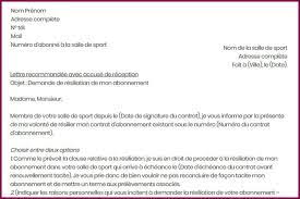 Lettre de résiliation modèle libre. Lettre De Resiliation A La Salle De Sport Modele