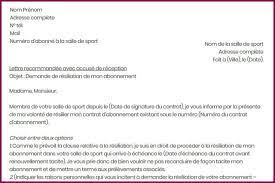 Lettre recommandée avec accusé de réception objet : Lettre De Resiliation A La Salle De Sport Modele