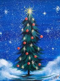 Lone Christmas Tree Easy Acrylic Painting On Canvas Free Youtube Tutorial The Art Sherpa Www Christmas Tree Painting Christmas Tree Canvas Tree Painting Canvas