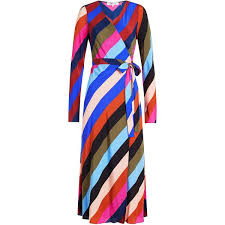 Diane Von Furstenberg Striped Silk Wrap Dress 420 Liked On Polyvore Featuring Dresses Multicolored Mult Silk Wrap Dresses Stripe Silk Chiffon Midi Dress
