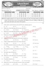 9th Class Chemistry 2017 Lahore Board Group 1 English Medium Objective Past Papers Chemistry Past Papers Question Paper