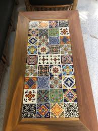Talavera Old World Mexican Tile Table In 2020 Mexican Tile Table Tile Tables Mosaic Tile Table