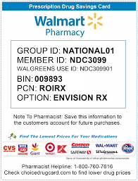 Some offers may be printed right from a website, others require registration, completing a questionnaire, or obtaining a sample from the doctor's office. Walmart Pharmacy Discounts Choice Drug Card