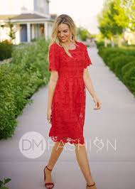 Stassi Crochet Lace Dress In Ruby Red Beautiful Crochet Lace Midi Dress Crochet Lace Midi Dress Red D Modest Dresses Red Dresses Classy Red Crochet Dress