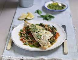Grilled Haddock With Summer Greens Basil Barley Recipe Recipe Grilled Haddock Barley Recipe Recipes
