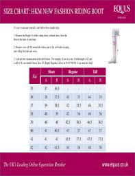 Fillable Online Size Chart Hkm New Fashion Riding Boot Fax