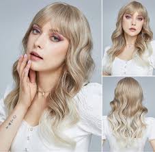 Human hair blend ash blonde wig.