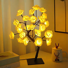 Rose Lamp Tree,Light Up Rose Petal Tree 24 Led Lamp ,Perfect as Girl's  Night Lamps or Decorative Lamps for Living Room. ,100% New