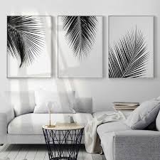 Black And White Home Decor Painting Black And White Leaves Black Leaves White Diy Wall Painting Decor Living Room Pictures Room Decor